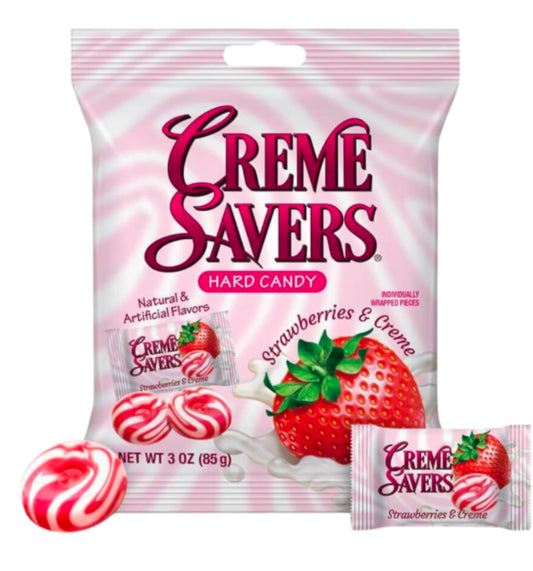 Creme Savers Hard Candy Strawberries & Cream - 85g bag