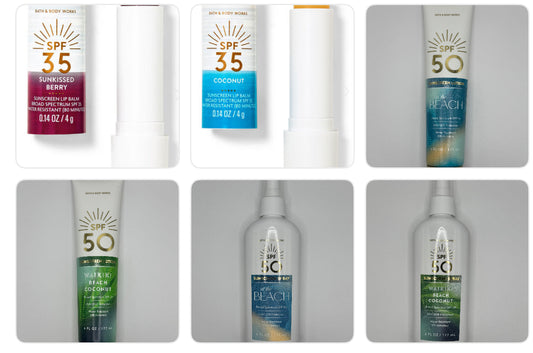 BBW Suncream Sunscreen Sprays and Lip Balm Various Scents SPF