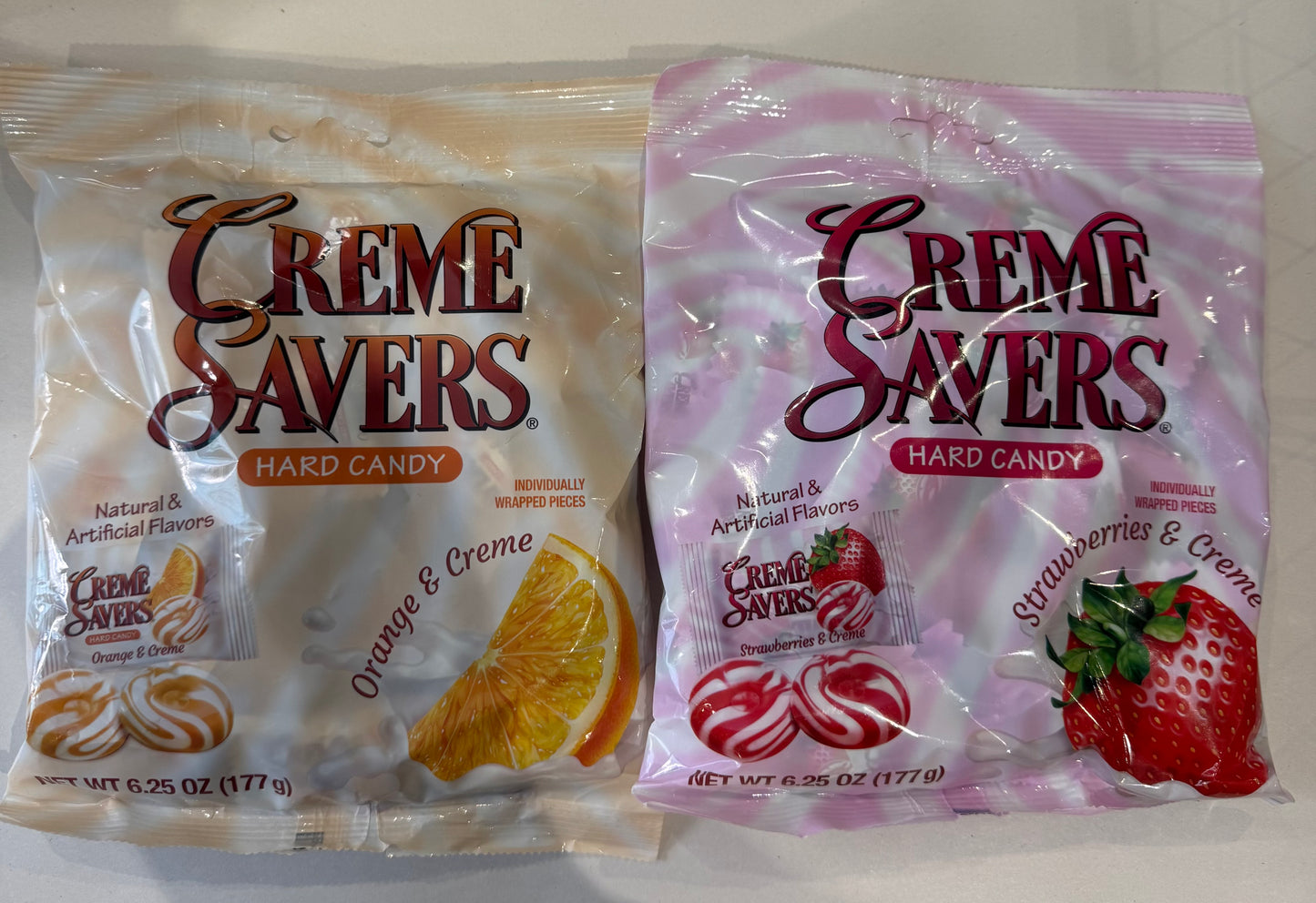 Creme Savers Hard Candy Strawberries & Crème or Orange & Crème 177g bag