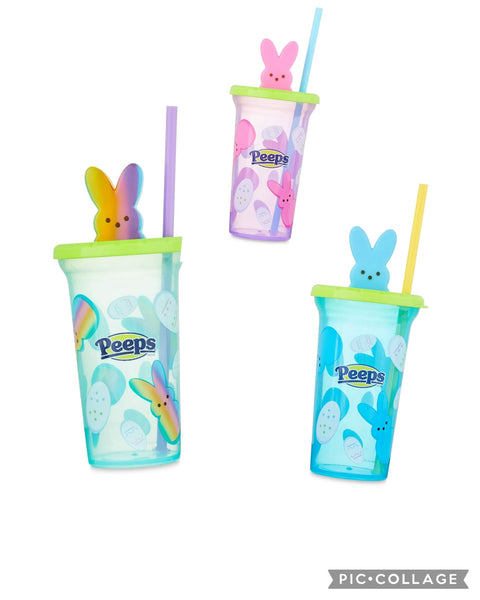 Peeps Tumbler with lid and straw