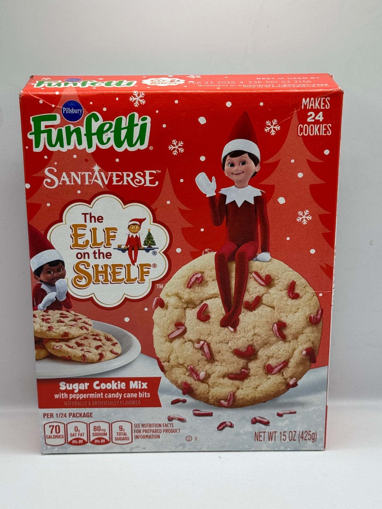 Pillsbury Funfetti Elf on Shelf Sugar Cookie Mix with peppermint Candy cane bits