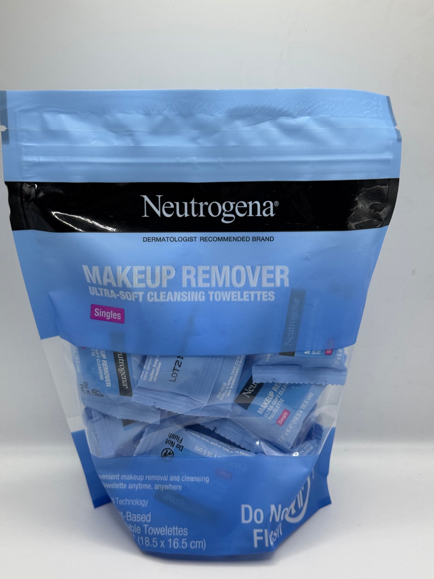 Neutrogena Make Up Remover ultrasoft cleansing towelettes singles 20 individually wrapped.