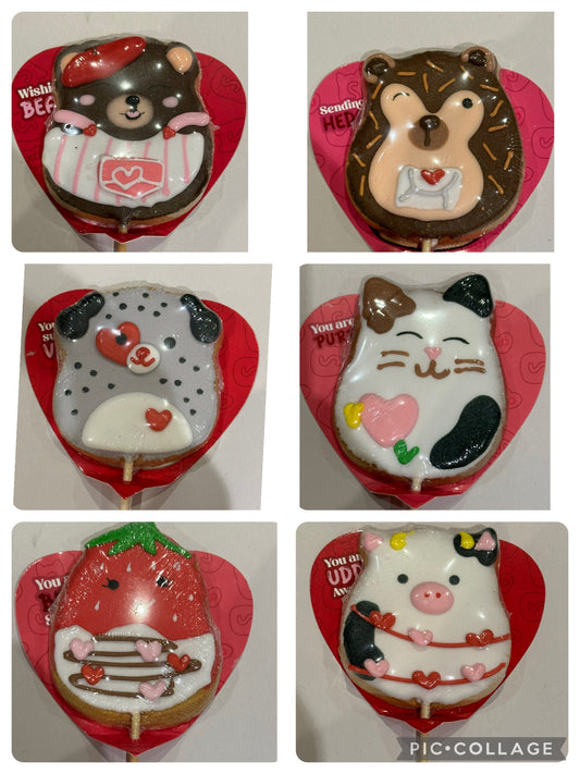 Squishmallow Valentine Cookie on stick Various Designs