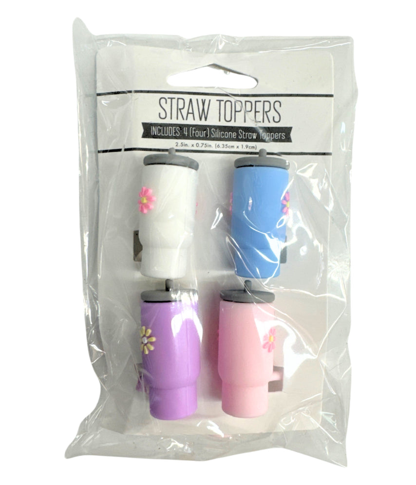 Pack of 4 Silicone Straw Toppers